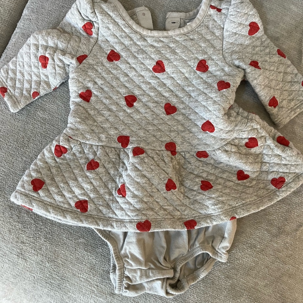 GAP Gray and Red Heart Diaper Cover Set